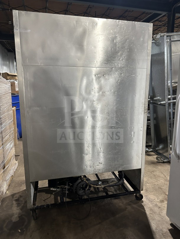 True T-49 commercial stainless steel 2-door refrigerator, Energy Star certified, with poly coated wired rack, on casters.