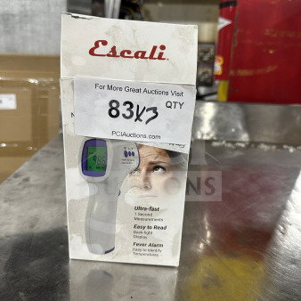 Brand new Escali THDG310 white non-contact forehead thermometer in box, features ultra-fast measurements and back-light display.