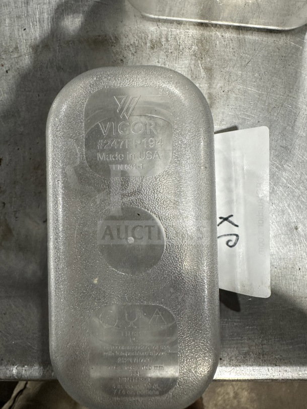 Vicor polycarbonate translucent full-size food pan, model #2471HP194, made in USA; durable commercial kitchenware.