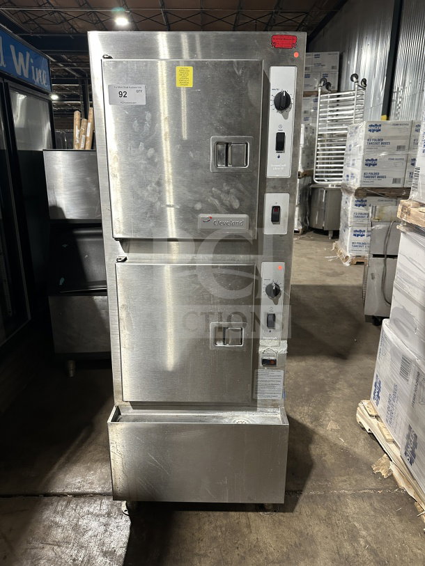 Cleveland Range Gemini Series dual compartment 10-pan convection steamer cabinet, stainless steel, natural gas, model 24CGA10.