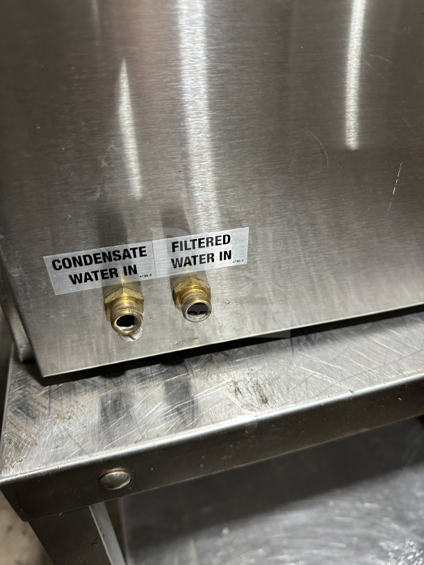 Crown SX-5 stainless steel electric convection steamer, countertop model, 208V, labeled "Condensate Water In" and "Filtered Water In."