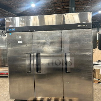 Turbo Air M3 Series 3-Door Stainless Steel Freezer, Model M3F723, poly coated racks, 115/208/230V, working condition.