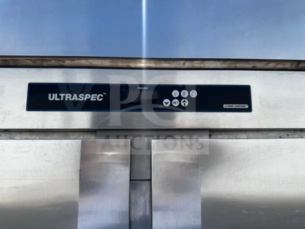 Victory FISA-2D-S1 commercial roll-in freezer, stainless steel, 68 inches, Ultrasec control panel, outstanding condition.