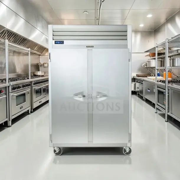 Traulsen G20010 52" two-section commercial refrigerator, 46 cu. ft., two solid doors, excellent condition, fully tested.