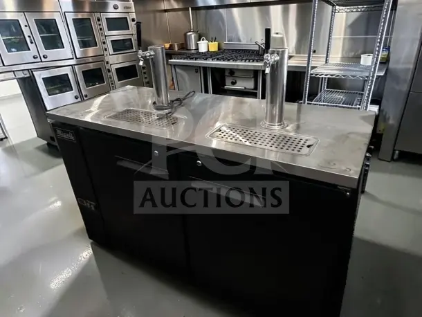 Migali C-DD60-2-HC 60.8" beer dispenser, high-grade condition, dual tap towers, tested, fully operational. 15.8 cu. ft., 115V.