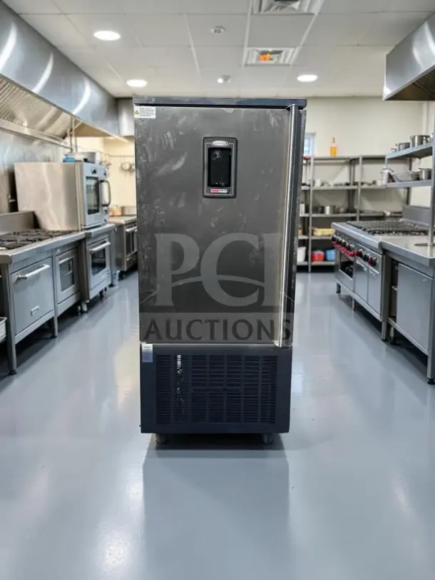 American Panel AP12BCF110-3 blast chiller, stainless steel, 24 pan capacity, exceptional condition, UL & NSF certified.