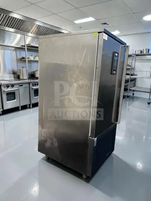 American Panel AP12BCF110-3 blast chiller, stainless steel, 24 pan capacity, UL & NSF certified, excellent condition.