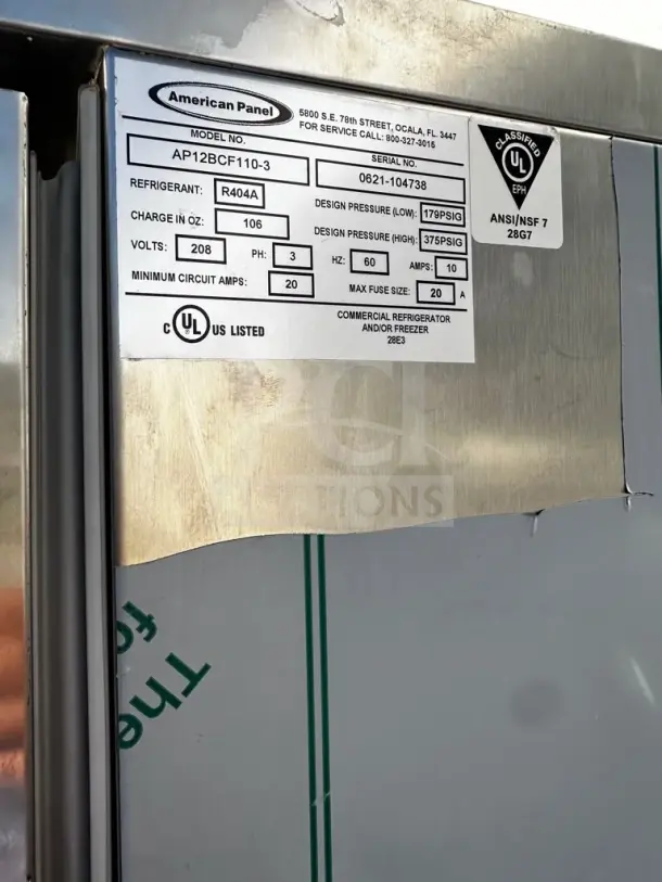 Stainless steel American Panel AP12BCF110-3 blast chiller, shock freezer, 24 pan capacity, UL/NSF certified, 208V/3 phase.