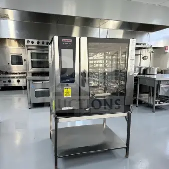 Immaculate Condition – Rational iCombi Pro 10-Full Size Electric – Commercial Intelligent Combi Oven – 10 Full-Size Sheet Pan Capacity – Mobile Oven Rack & Stainless Steel Stand – 208/240V – Fully Tested & Operational! (RAT-L-COM-1311)