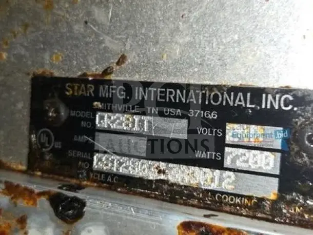 Black Star PSC28IEGT label showing model, serial number, voltage, and watts. Located in Smithville, TN.