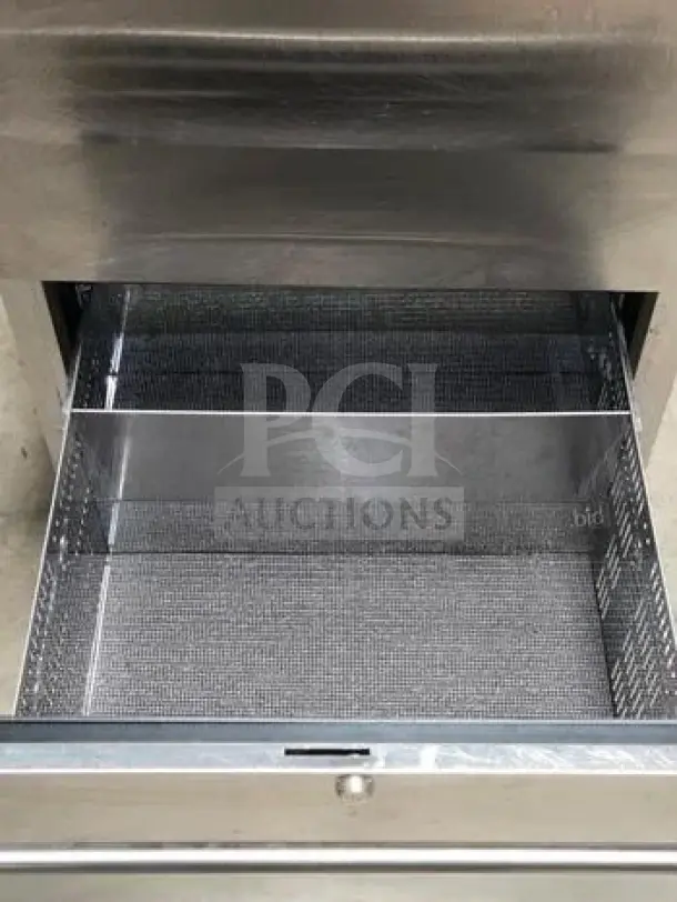 Stainless steel two-drawer undercounter refrigerator, optimal condition, space-saving design, fully tested, model GEN-M-REF-1317.