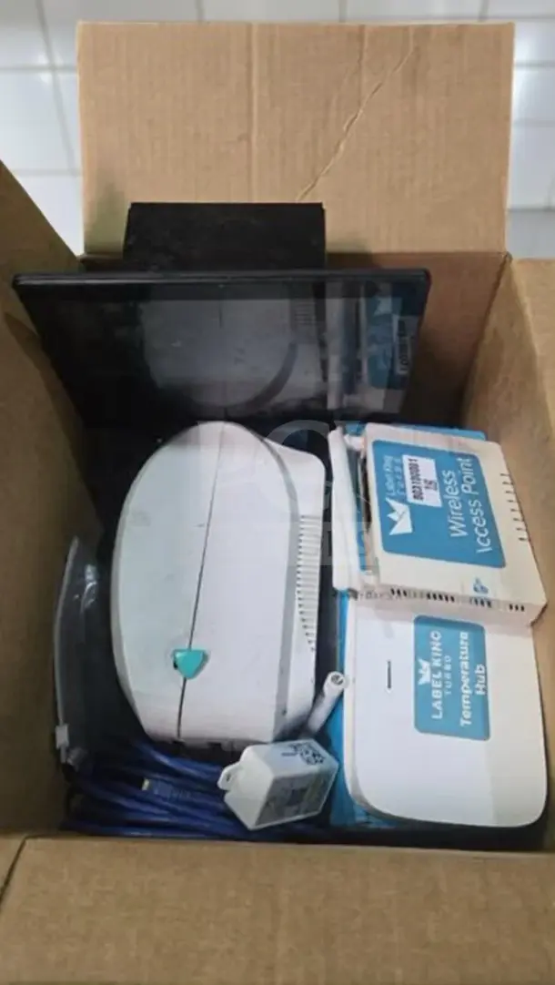Label King Turbo food labeling and temperature monitoring system in a box, includes printer, touchscreen, and wireless hub. Fully tested.