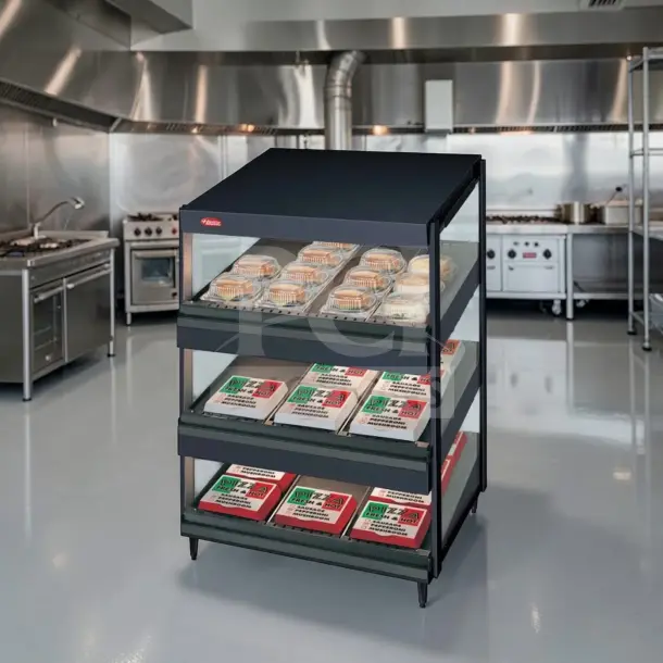 Hatco GRSDS-24T Glo-Ray® 24" triple-shelf open heated merchandiser, infrared heat, NSF listed, fully tested, excellent condition.