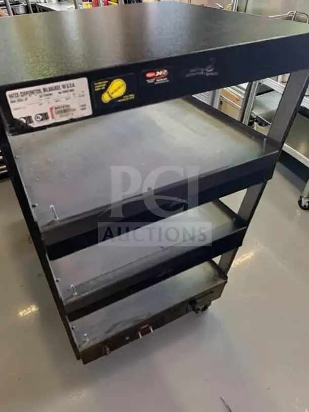 Hatco GRSDS-24T 24" triple-shelf open heated merchandiser, NSF listed, infrared heat, fully tested, excellent condition.