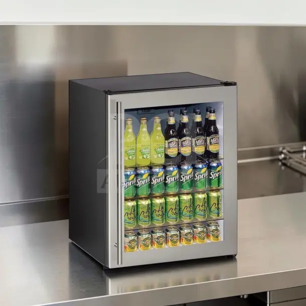U-Line U-1075BEVS-00 beverage center, 24" undercounter, 5.6 cu. ft., dual temperature zones, glass door, excellent condition.