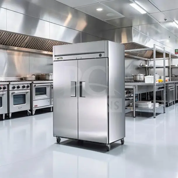 True TM-52 reach-in refrigerator, stainless steel, 52 cu. ft., two-door, outstanding condition, NSF listed, fully tested.
