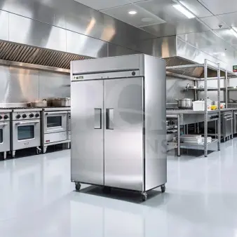 True TM-52 reach-in refrigerator, stainless steel, 52 cu. ft., two-door, outstanding condition, NSF listed, fully tested.