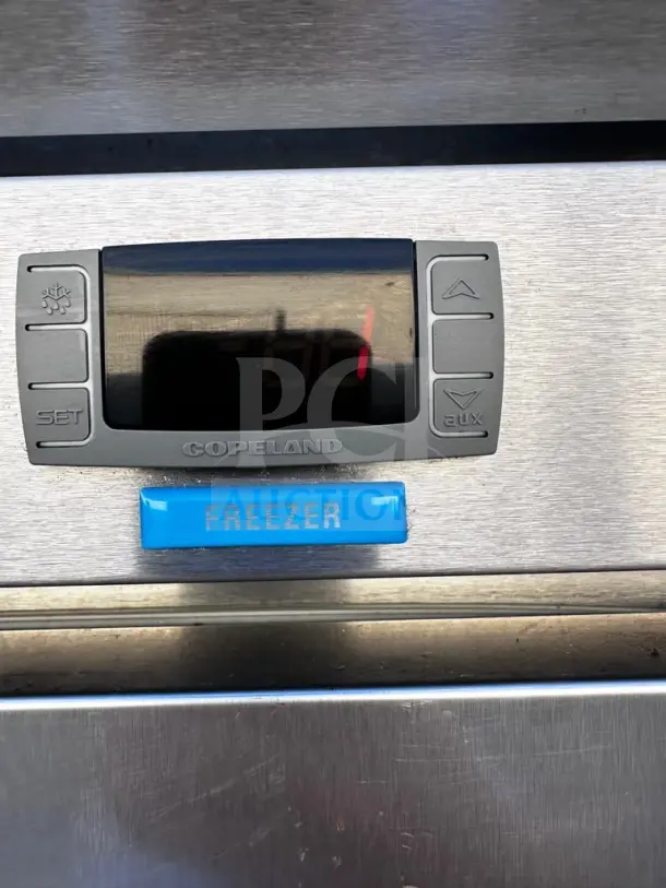 Beverage-Air HFP2-1S control panel displaying temperature. Features Copeland components. Marked "FREEZER."