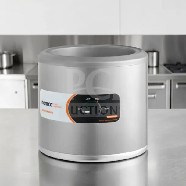 Nemco 6100A 7 Qt. stainless steel countertop food/soup warmer in brand new condition, 120V, 550W, NSF & ETL listed.