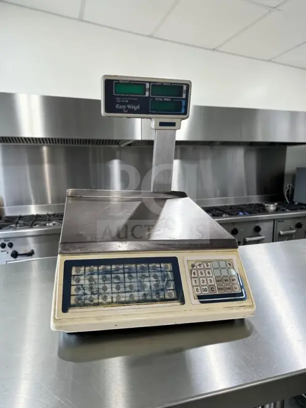 Skyfood PC-100-PL 10" stainless steel price computing scale with pole display, 60 lb capacity, fully tested, operational.