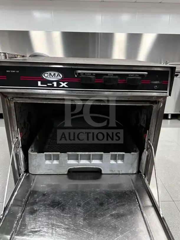 CMA Dishmachines L-1X, 24” commercial undercounter dishwasher, low-temp chemical sanitizing, fully operational, excellent condition.