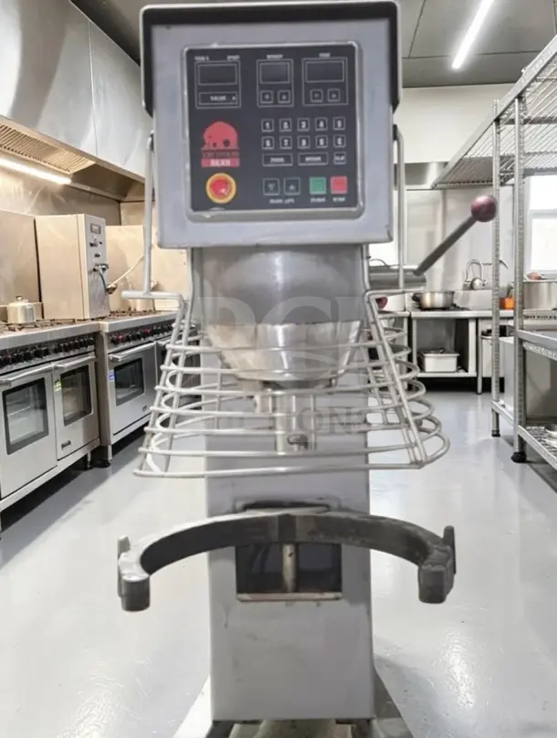 Varimixer W60 60 qt industrial mixer, superior condition, 220V, heavy-duty floor model, fully operational, control panel visible.