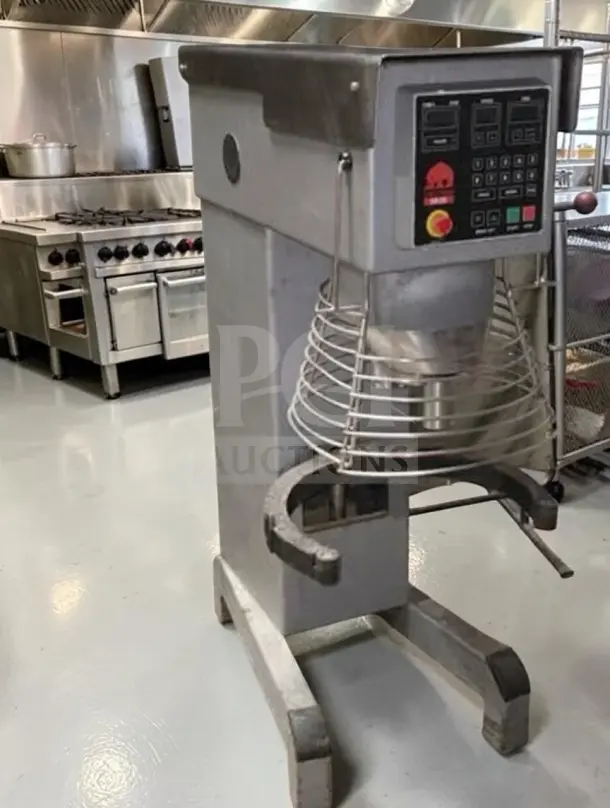 Varimixer W60 60 qt industrial mixer, superior condition, 220V, heavy-duty floor model, fully tested, operational, control panel visible.
