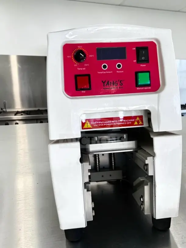 High-grade Y-Fang automatic cup sealing machine, adjustable temperature control, CE marked, 110V, 450W, fully tested.
