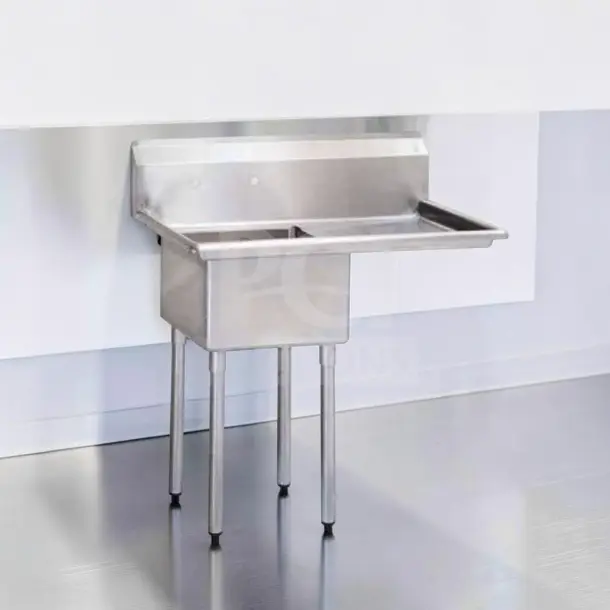 Premium condition Green World by Turbo Air TSA-1-12-R1 39" one-compartment sink with 18" right drainboard, NSF certified.
