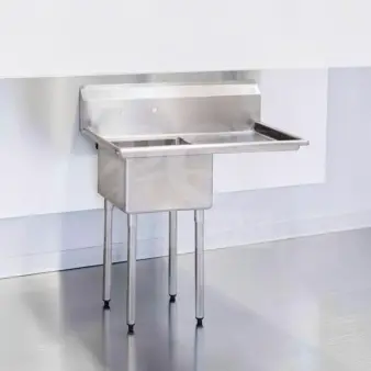 Premium condition Green World by Turbo Air TSA-1-12-R1 39" one-compartment sink with 18" right drainboard, NSF certified.
