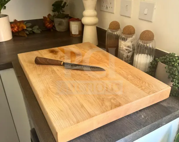 Large maple butcher block cutting board, 24"x18", with non-slip feet. Chef's wood prep board, ready for restaurant use.