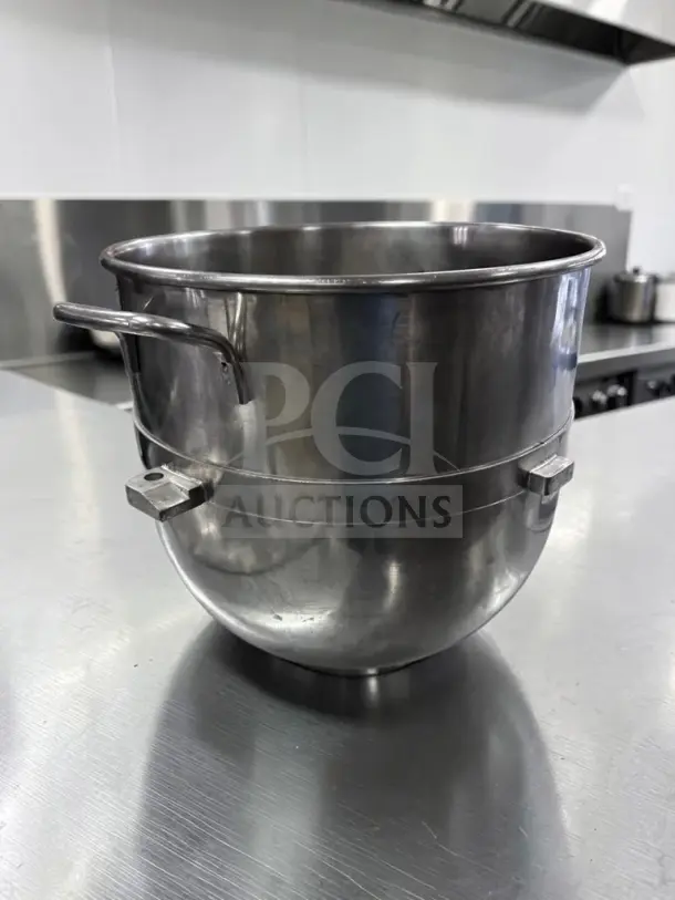 High-grade Hobart 30 Qt. stainless steel mixer bowl, heavy-duty, commercial replacement, excellent condition.