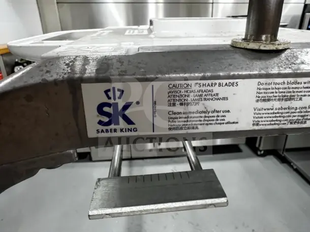Prince Castle 980-000-00 Saber King slicer, NSF certified, optimal condition. Features caution label for sharp blades.