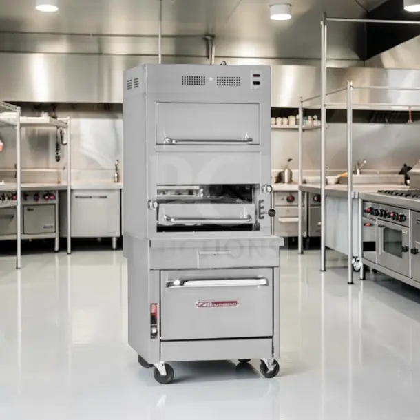 Southbend P32A-171 32" gas infrared upright broiler with warming oven and convection base; fully tested, operational condition.