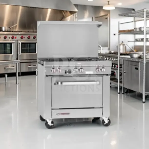 Southbend S36D 36" commercial 6-burner natural gas range with oven, 203,000 BTU, exceptional condition, fully tested.