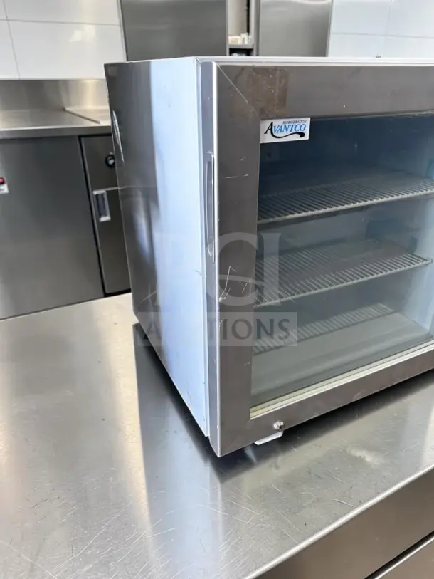 Avantco CFM2 2 Cu. Ft. countertop glass door display freezer in excellent condition, ETL certified, tested operational.