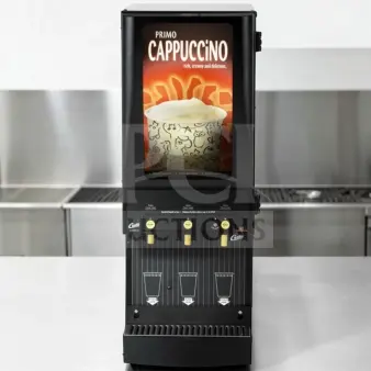 Wilbur Curtis PC-3D-10-01 3 Station Cappuccino Machine, pristine condition, 3 hoppers, 120V, tested and operational.