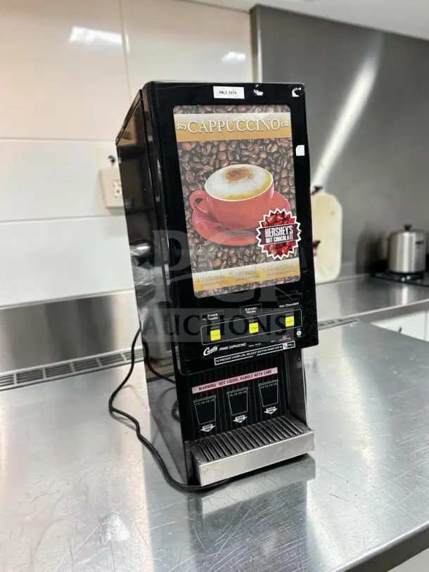 Wilbur Curtis PC-3D-10-01 cappuccino machine with 3 hoppers in outstanding condition, fully tested, model CUR-M-CAP-0965.