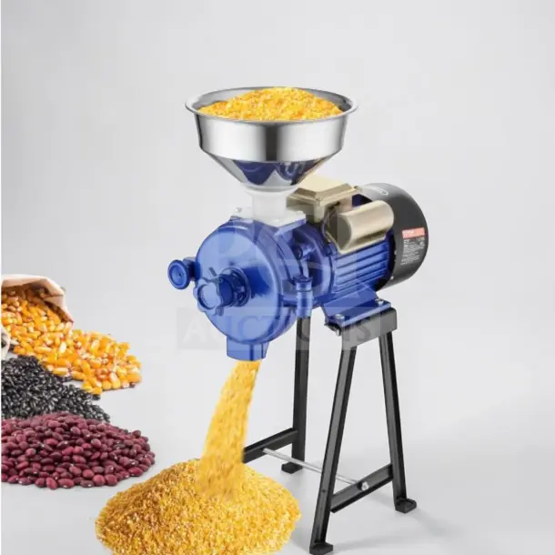 Brand new VEVOR GM-001 3000W electric grain mill grinder, blue, with funnel, commercial use, 110-120V, new in box.