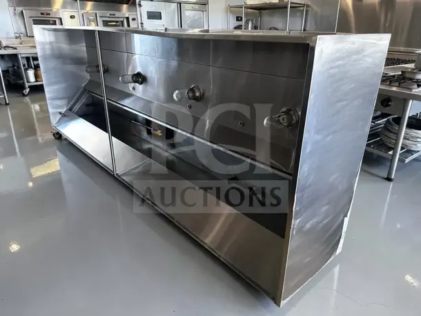 EconAir 12 ft stainless steel restaurant exhaust hood in outstanding condition, model 4824 EX-1, fully inspected.