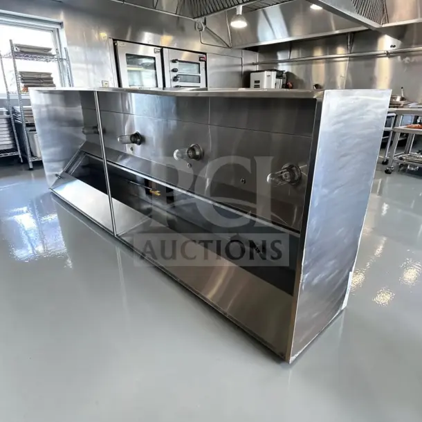 EconAir 12 ft stainless steel exhaust hood, model 4824 EX-1, in outstanding condition, ready for installation.