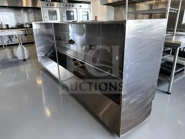 EconAir 12 ft stainless steel commercial exhaust hood, model 4824 EX-1, inspected, ready to install, outstanding condition.