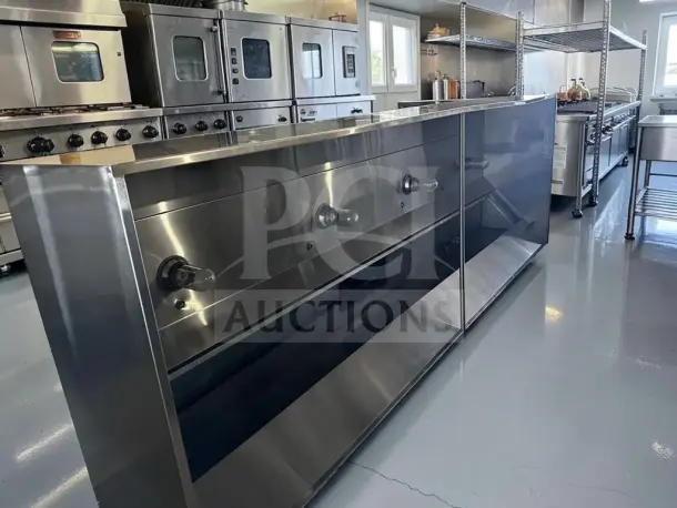 Outstanding condition EconAir 12 ft stainless steel restaurant exhaust hood, model 4824 EX-1, fully inspected.