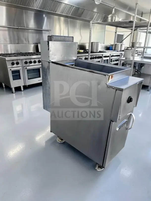 Imperial 40 lb Gas Floor Fryer in stainless steel, natural gas, excellent condition, model IMP-L-FRYR-1331, fully operational.