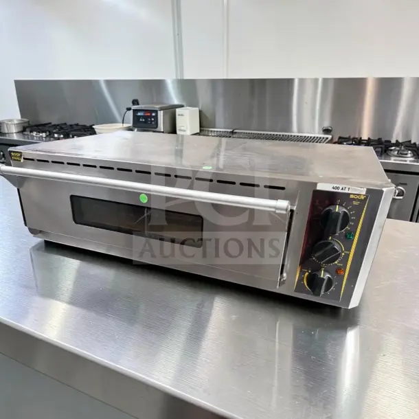 Equipex SODIR PZ4302D electric pizza oven, single deck, countertop model, stainless steel, fully tested, 120V, 5700W.
