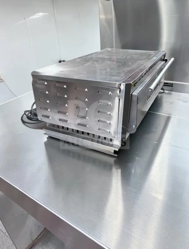Equipex SODIR PZ4302D countertop electric pizza oven, single deck, stainless steel, 120V, 5700W, ETL listed, excellent condition.