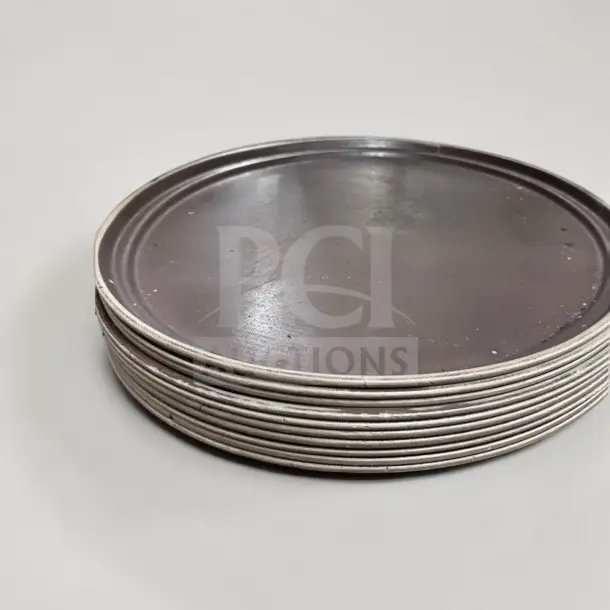 Large oval non-skid serving trays, brown, 27x22 in, commercial grade, well-maintained, ready for service.