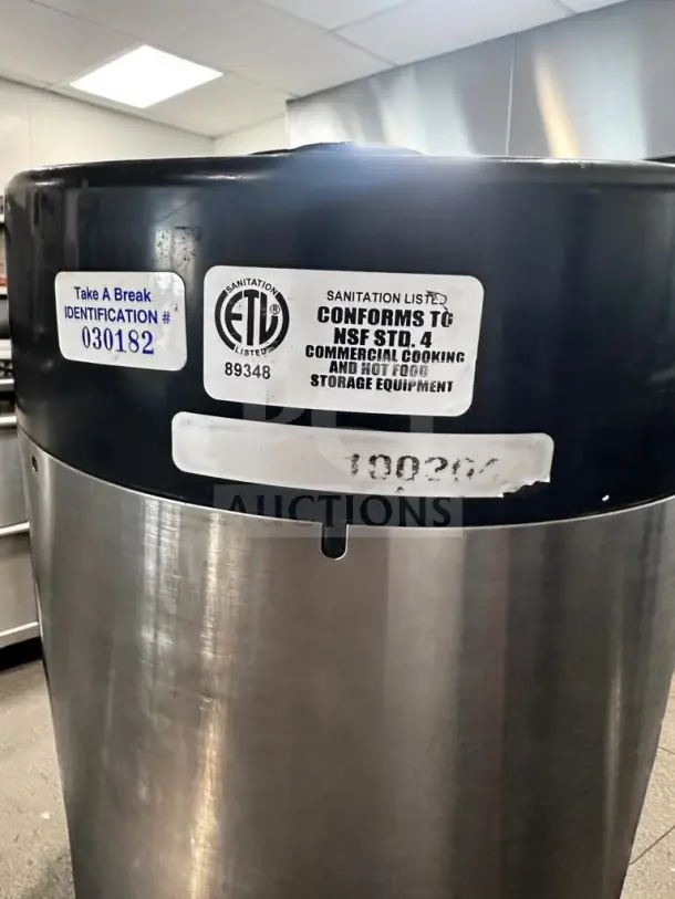 FETCO LUXUS LD-15 stainless steel thermal coffee dispenser, 1.5-gallon capacity, non-electric, NSF certified, identification #030182.