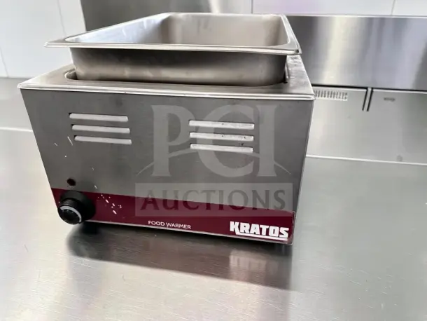 Kratos 28W-600 countertop food warmer, superior condition, 12"×20", 120V, 1200W, with angled display adapter, fully tested.