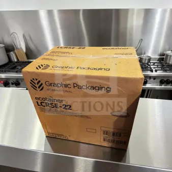 Brand-new sealed case of Graphic Packaging ecotainer LCRSE-22 PLA lids, 12–24 oz compatibility, 2,000 count.